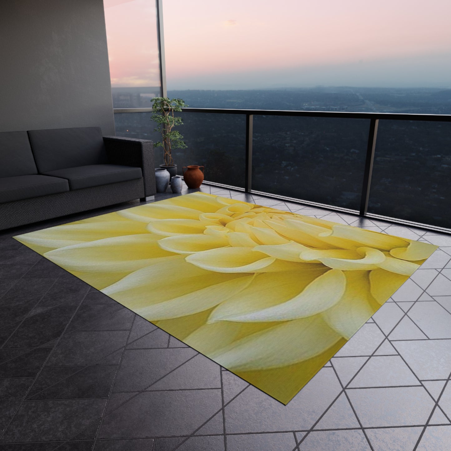 Yellow Dahlia Outdoor Rug