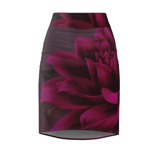 Magenta Dahlia Pencil Skirt