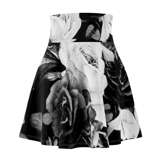 Black and White Floral Skater Skirt