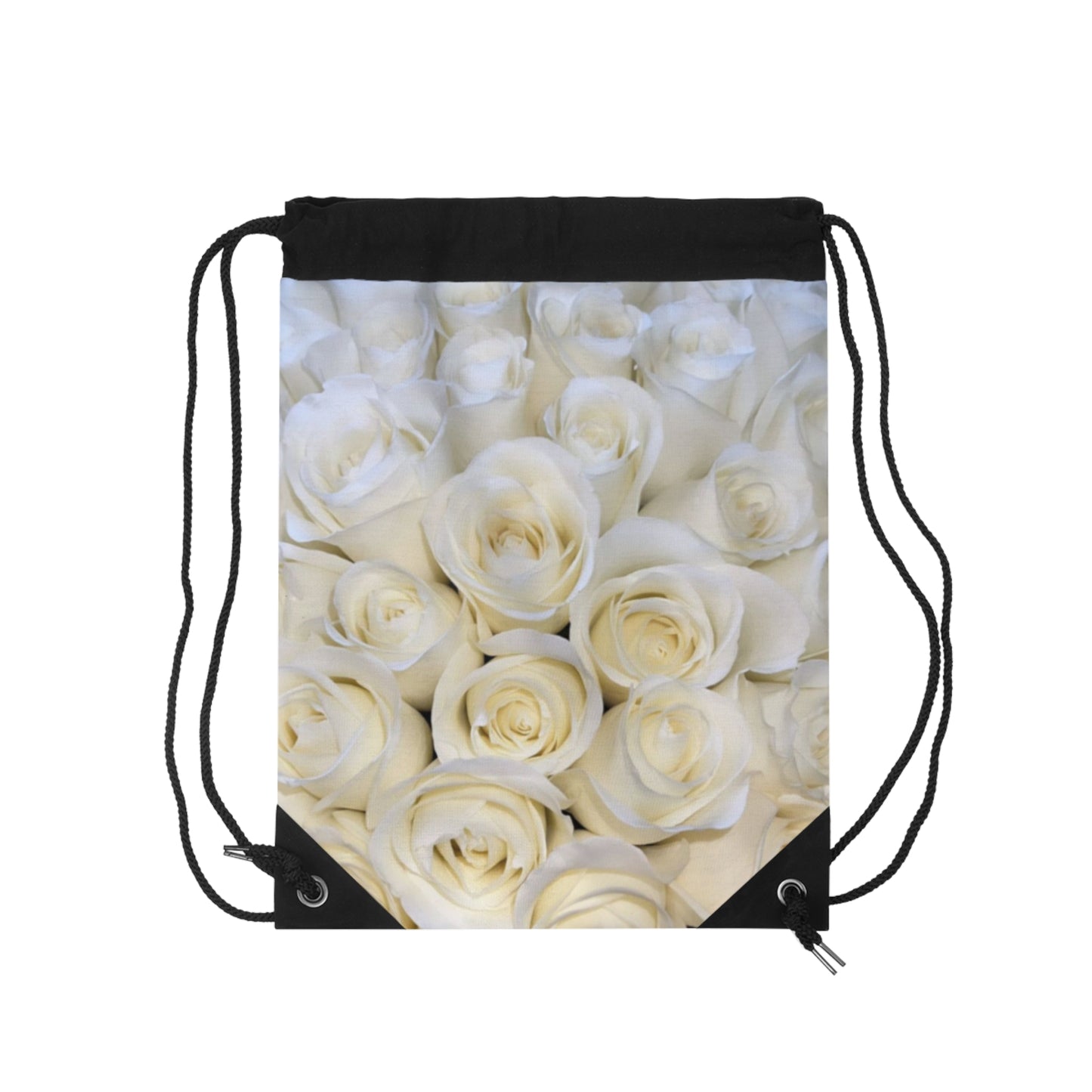 White Roses Drawstring Bag