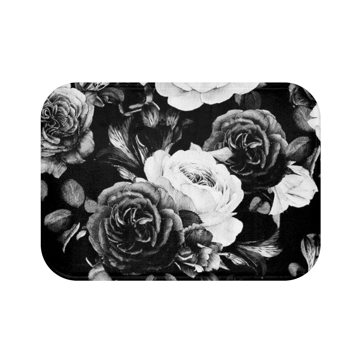 Black and White Floral Bath Mat