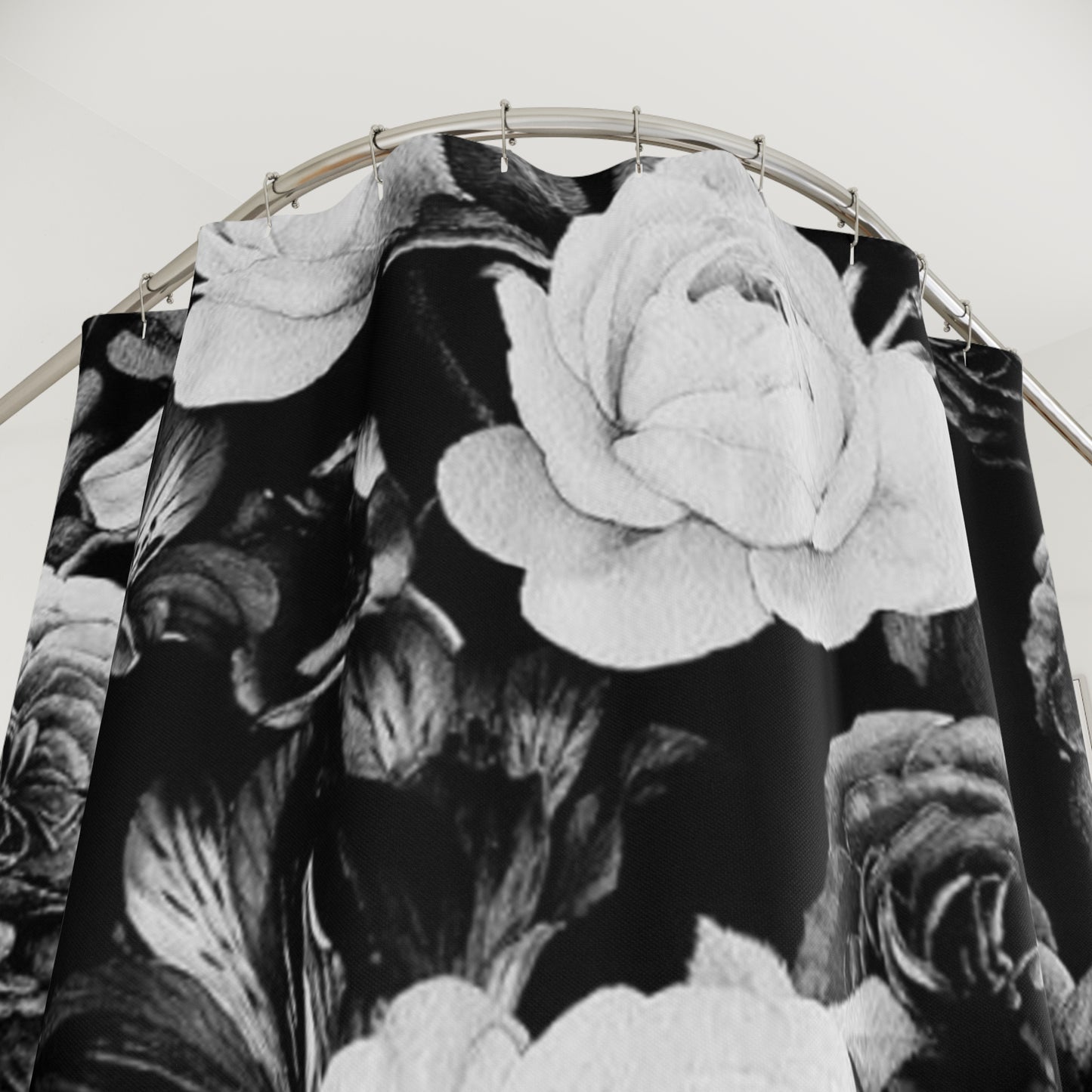 Black and White Floral Shower Curtain