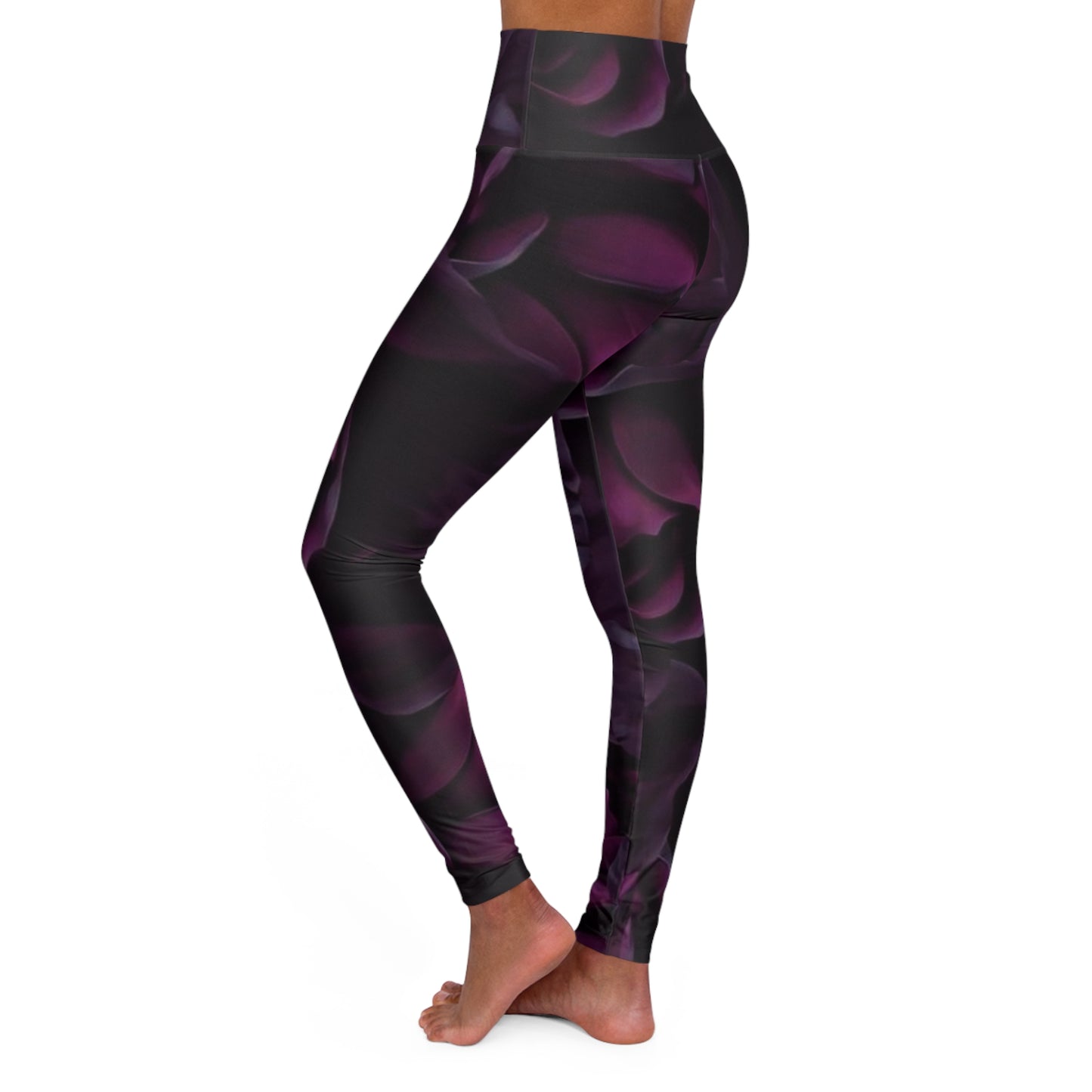 Dark Purple Floral Exercise Leggings