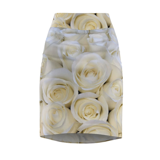 White Roses Pencil Skirt