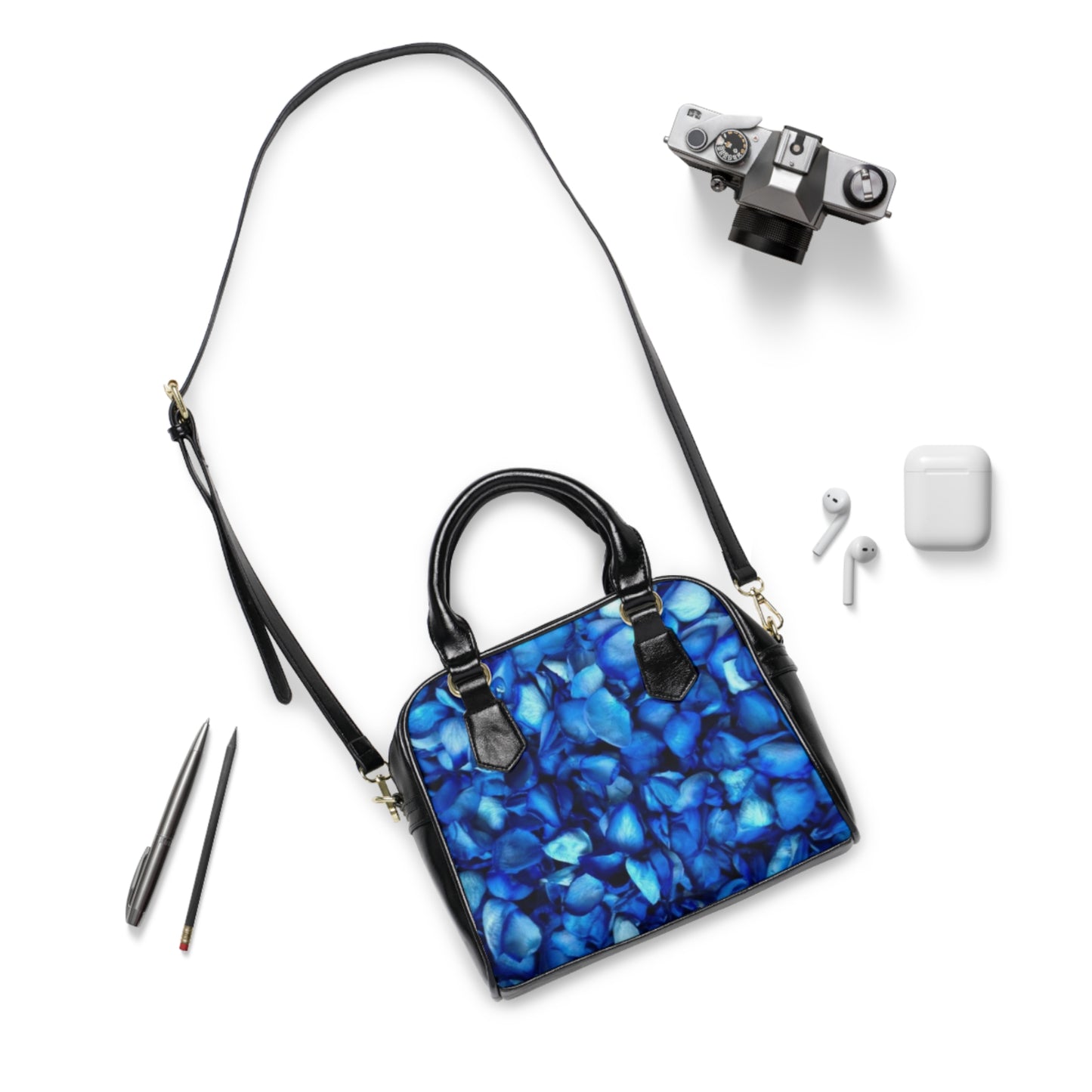 Blue Petals Shoulder Handbag