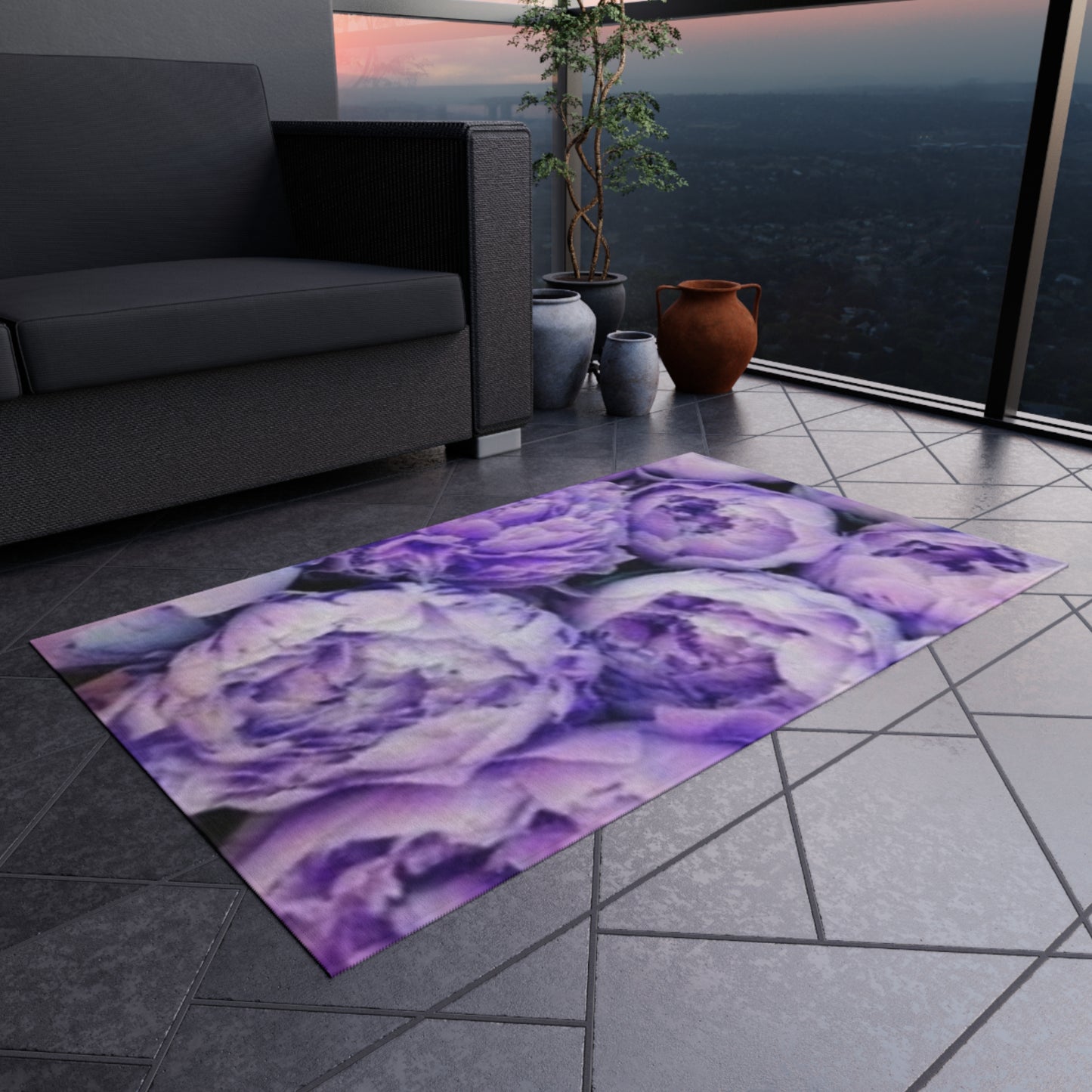 Purple Peony Outdoor Rug