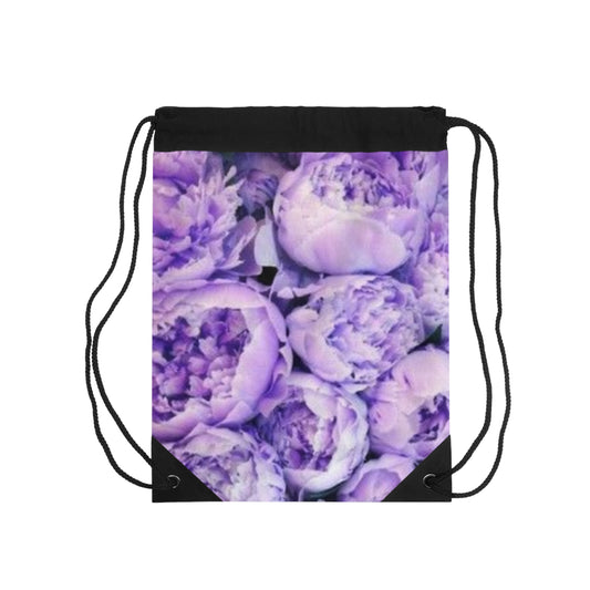 Purple Peony Drawstring Bag