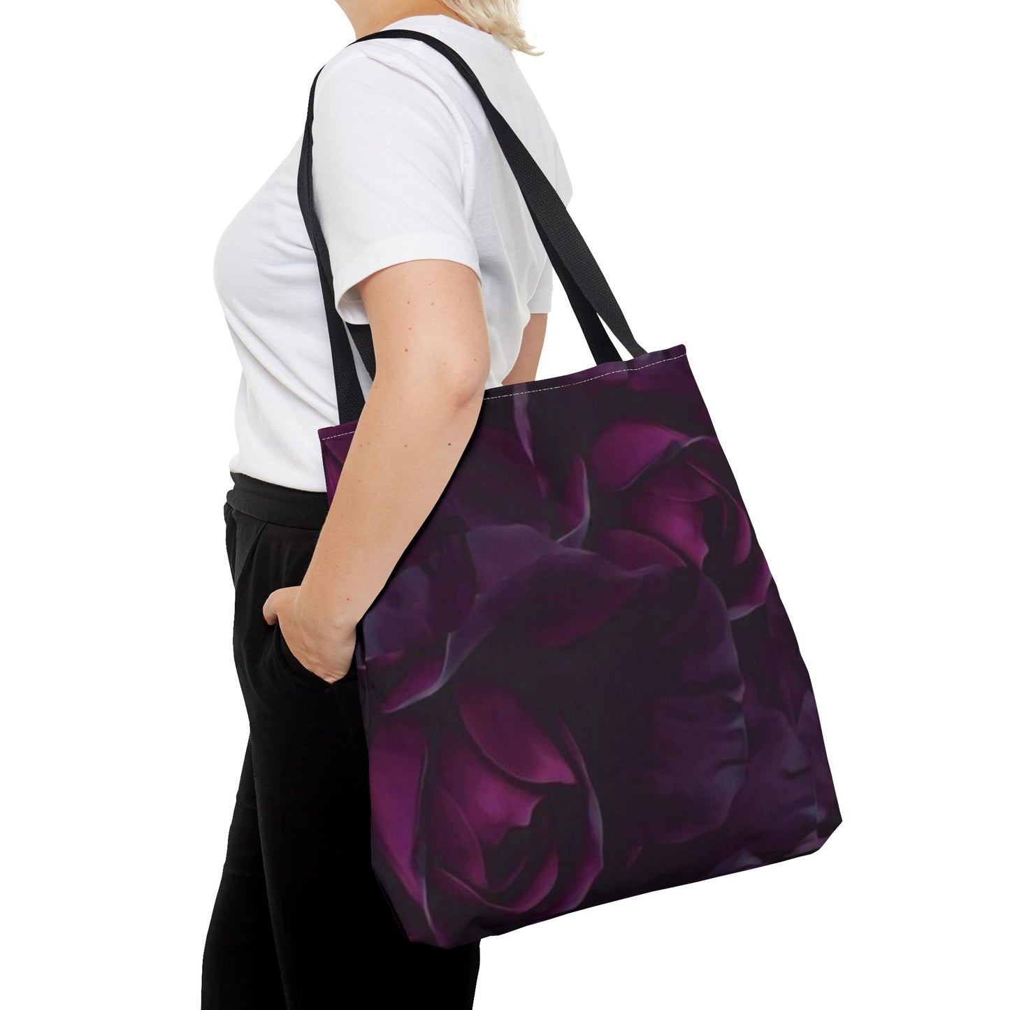 Dark Purple Floral Square Tote Bag