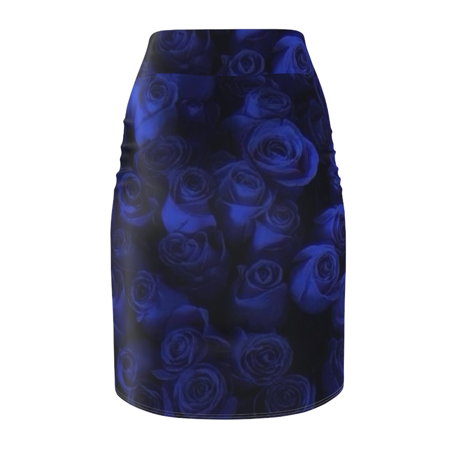 Dark Blue Roses Pencil Skirt