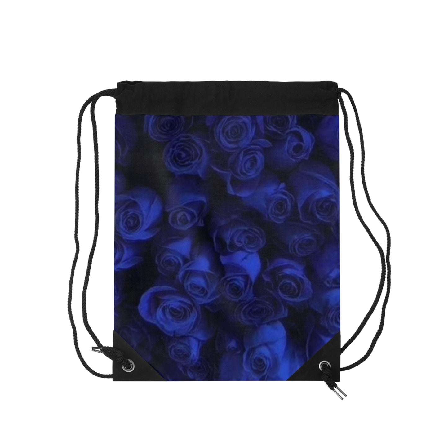 Dark Blue Roses Drawstring Bag