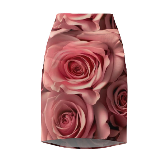 Pink Roses Pencil Skirt