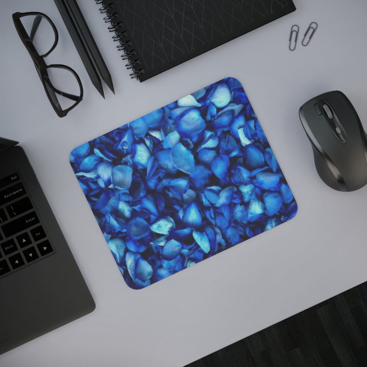 Blue Petals Desk Mouse Pad