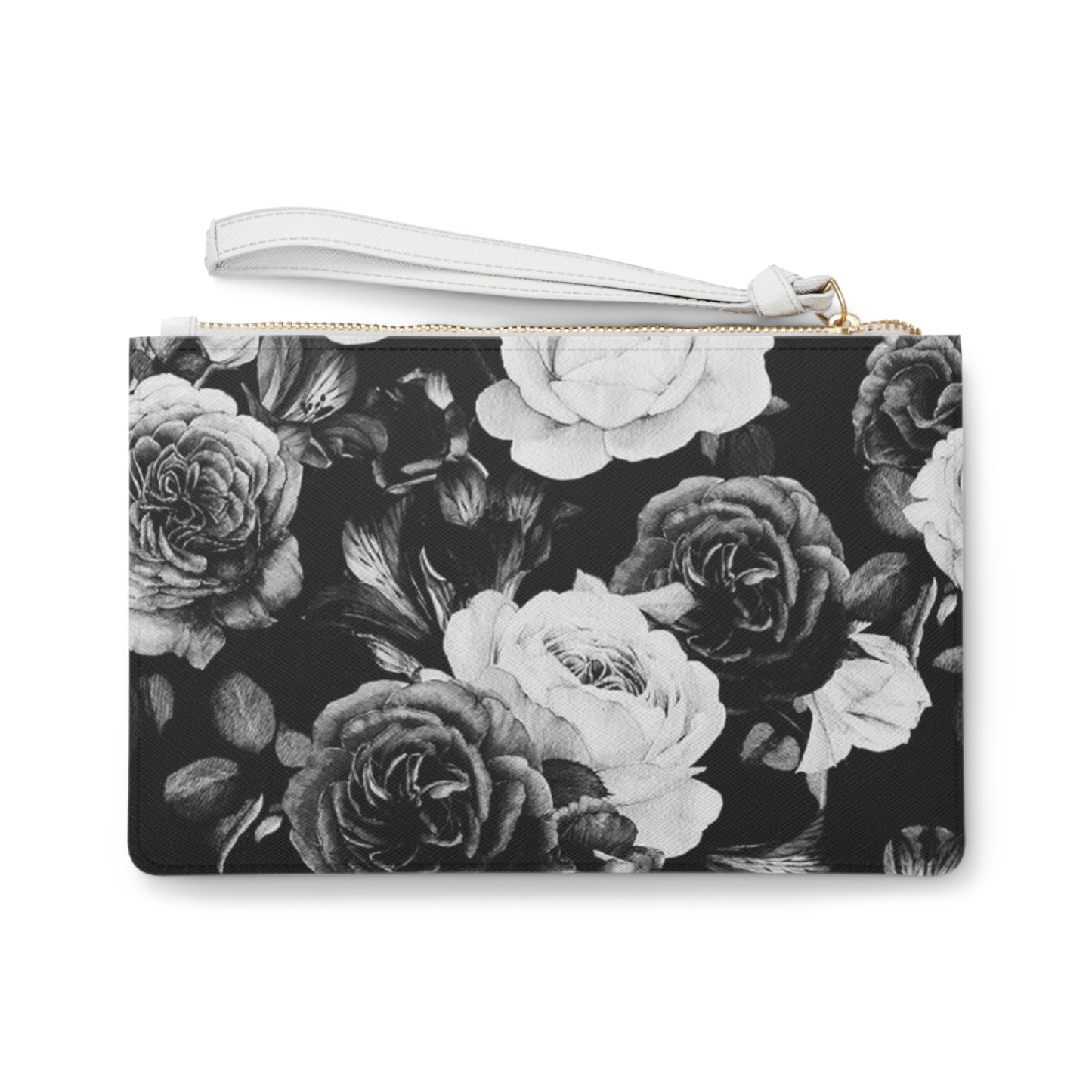 Black and White Floral Clutch Bag