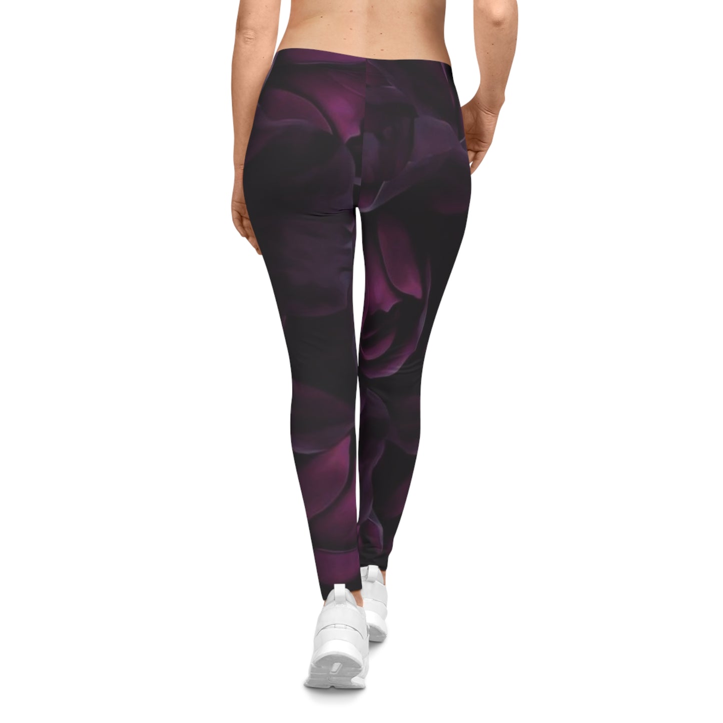 Dark Purple Floral Casual Leggings