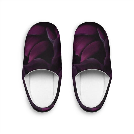 Dark Purple Floral Slippers