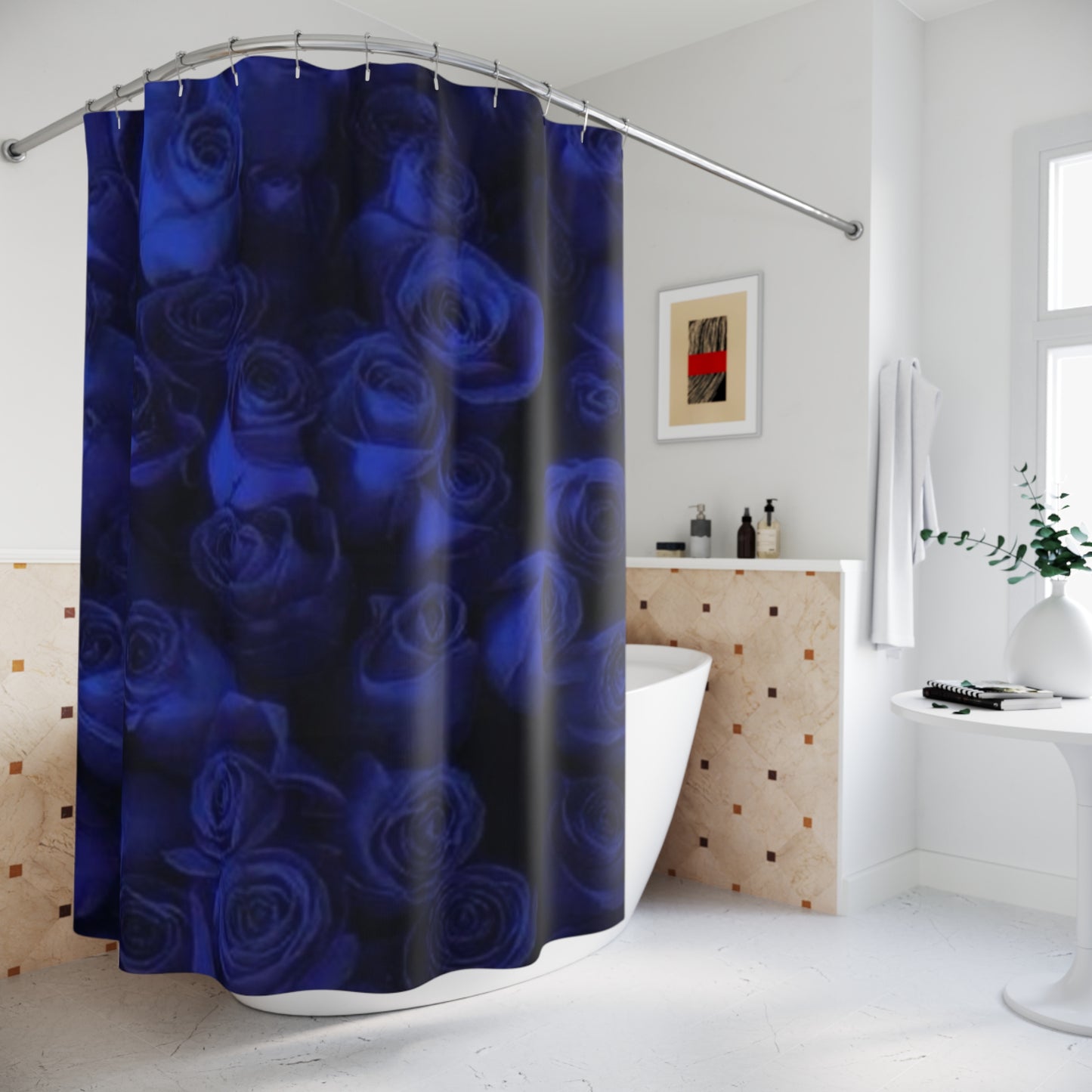 Dark Blue Roses Shower Curtain