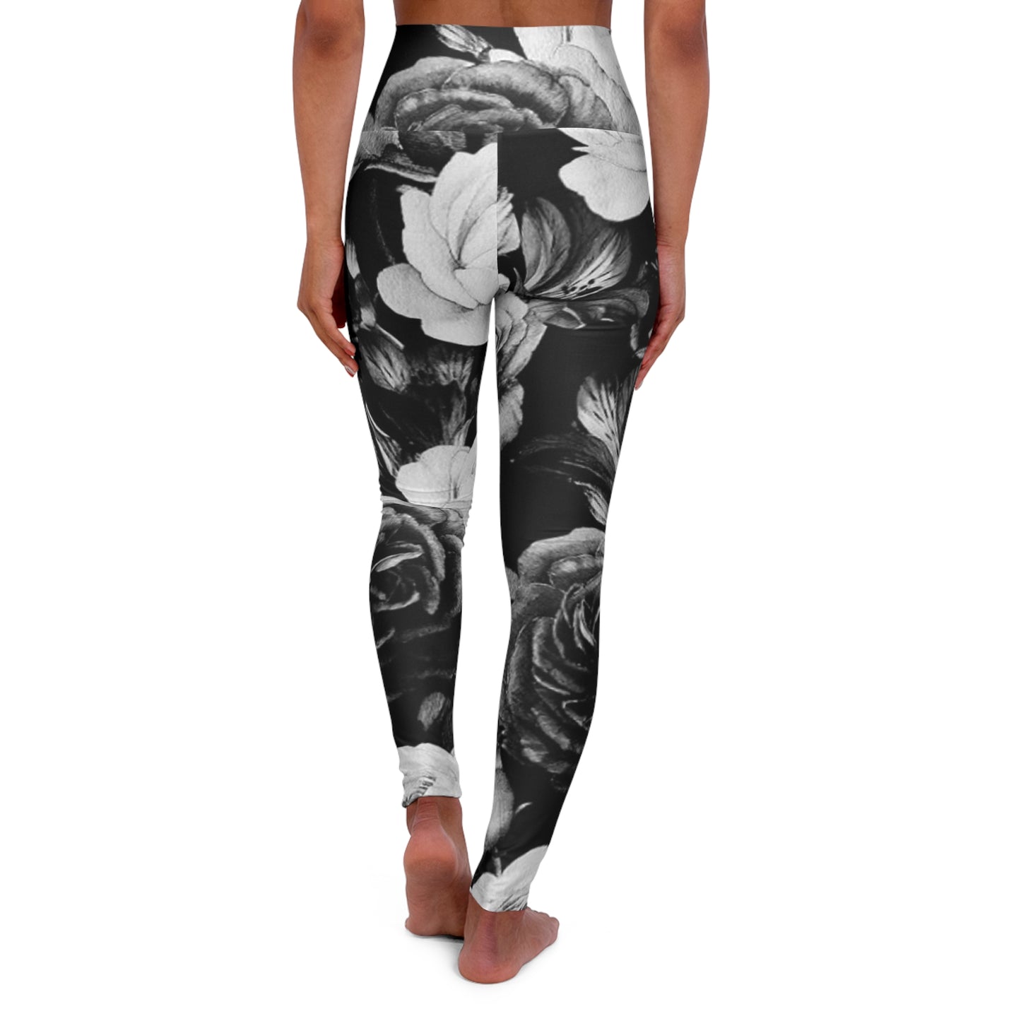 Black and White Floral Exercise Leggings