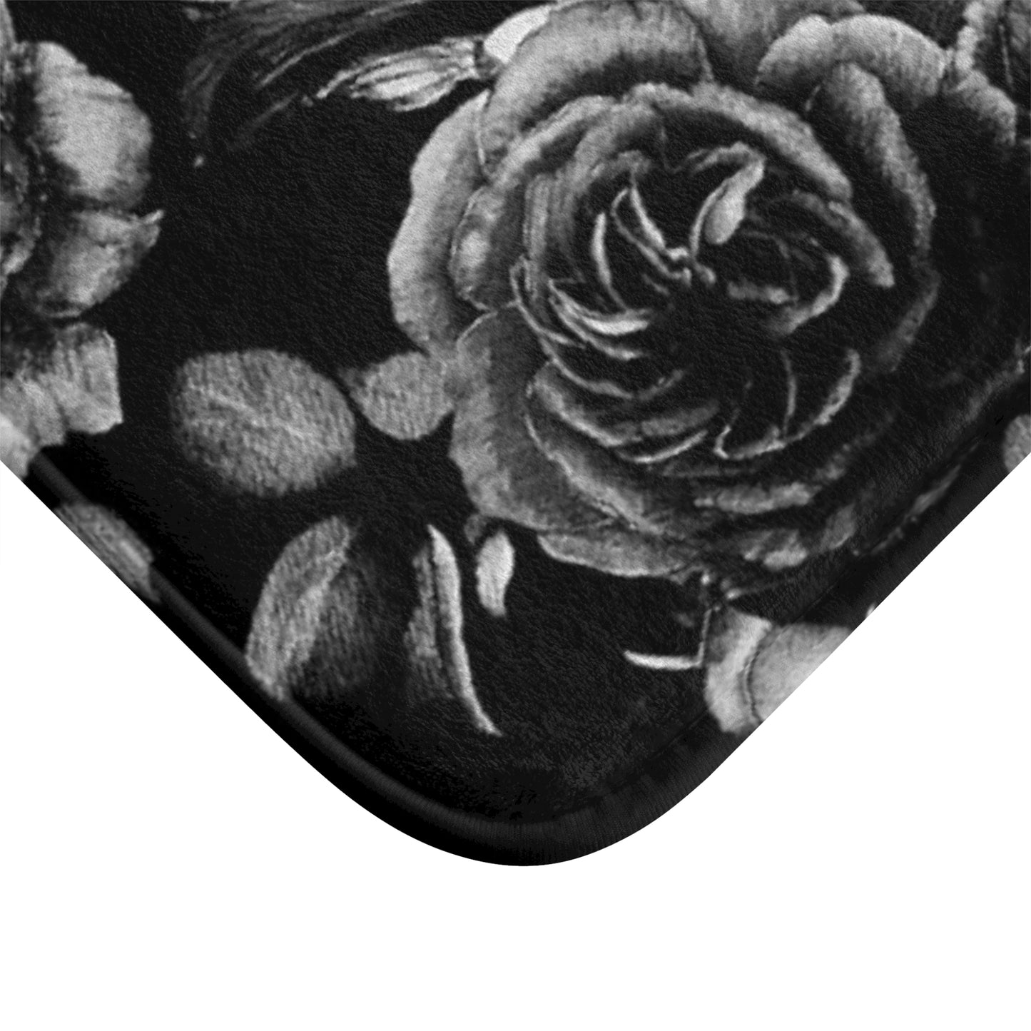 Black and White Floral Bath Mat