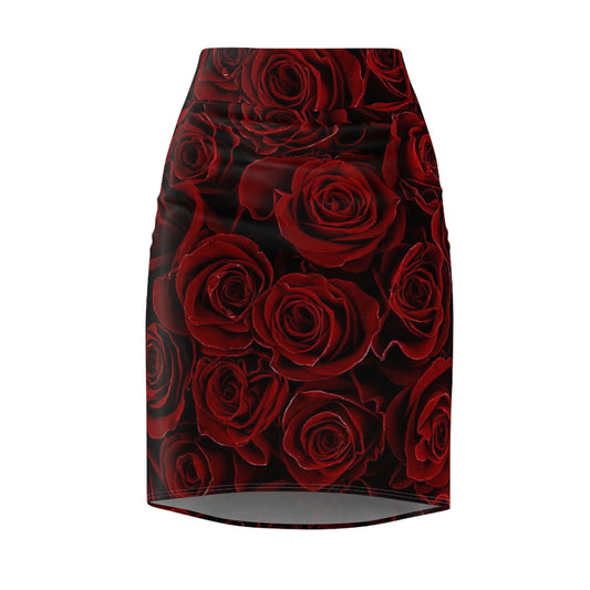 Red Roses Pencil Skirt