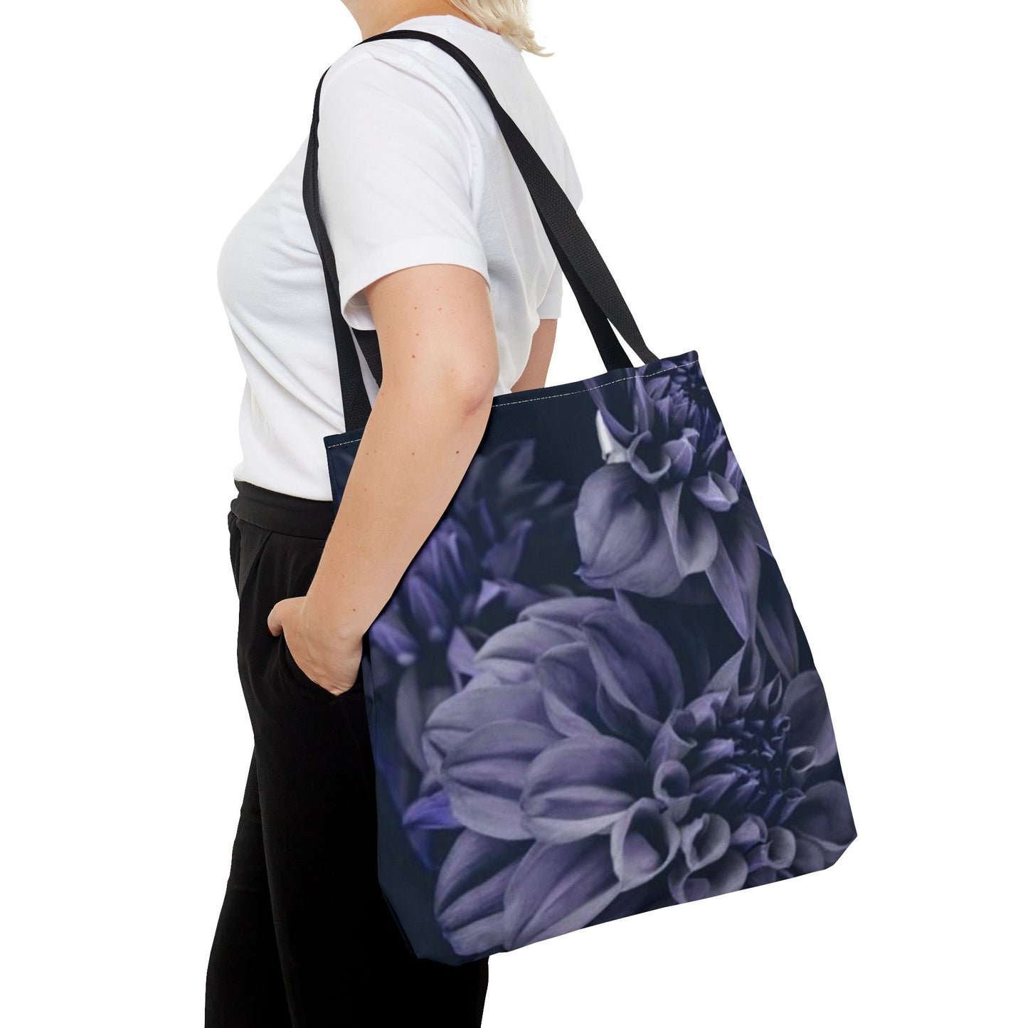 Blue Dahlia Square Tote Bag