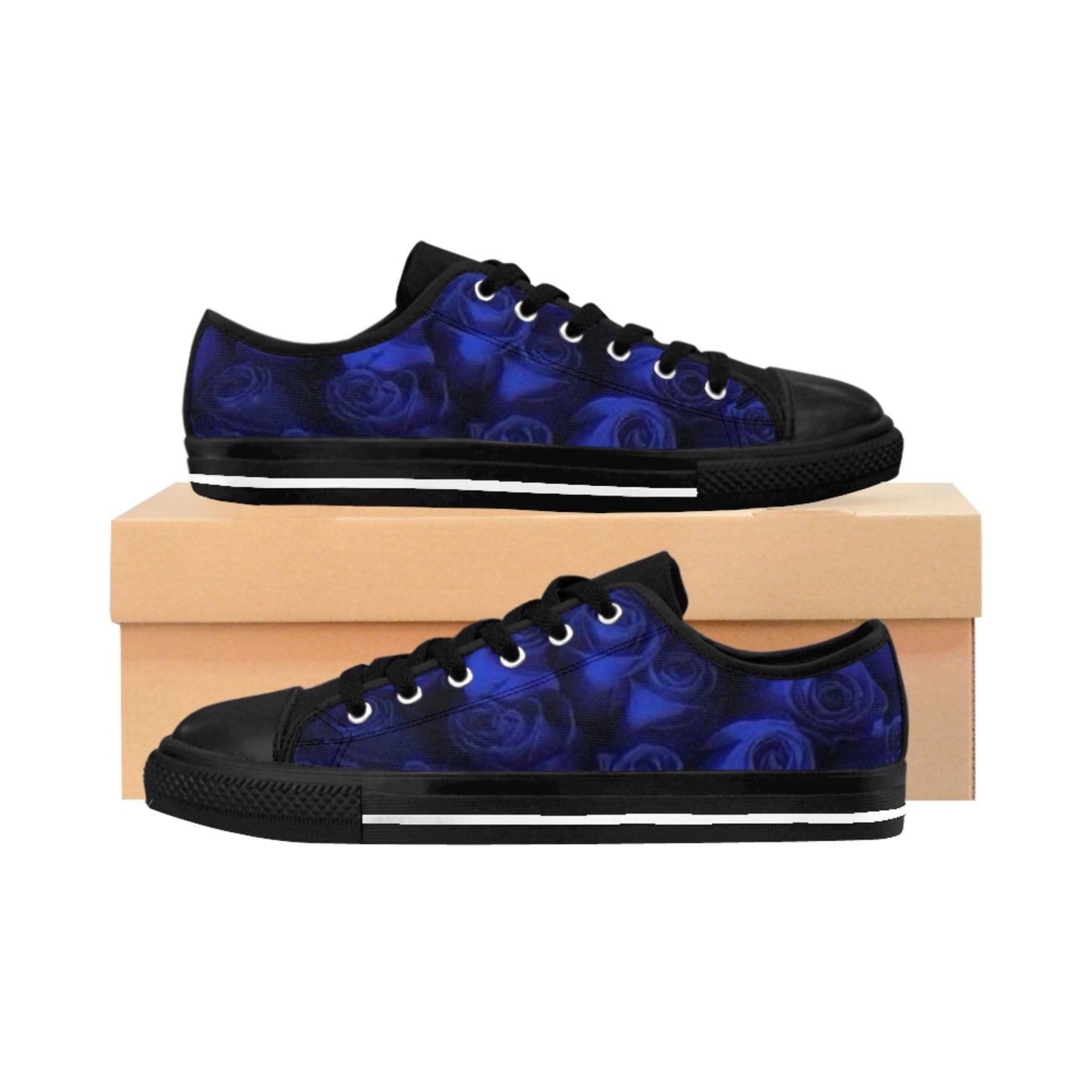 Dark Blue Roses Sneakers