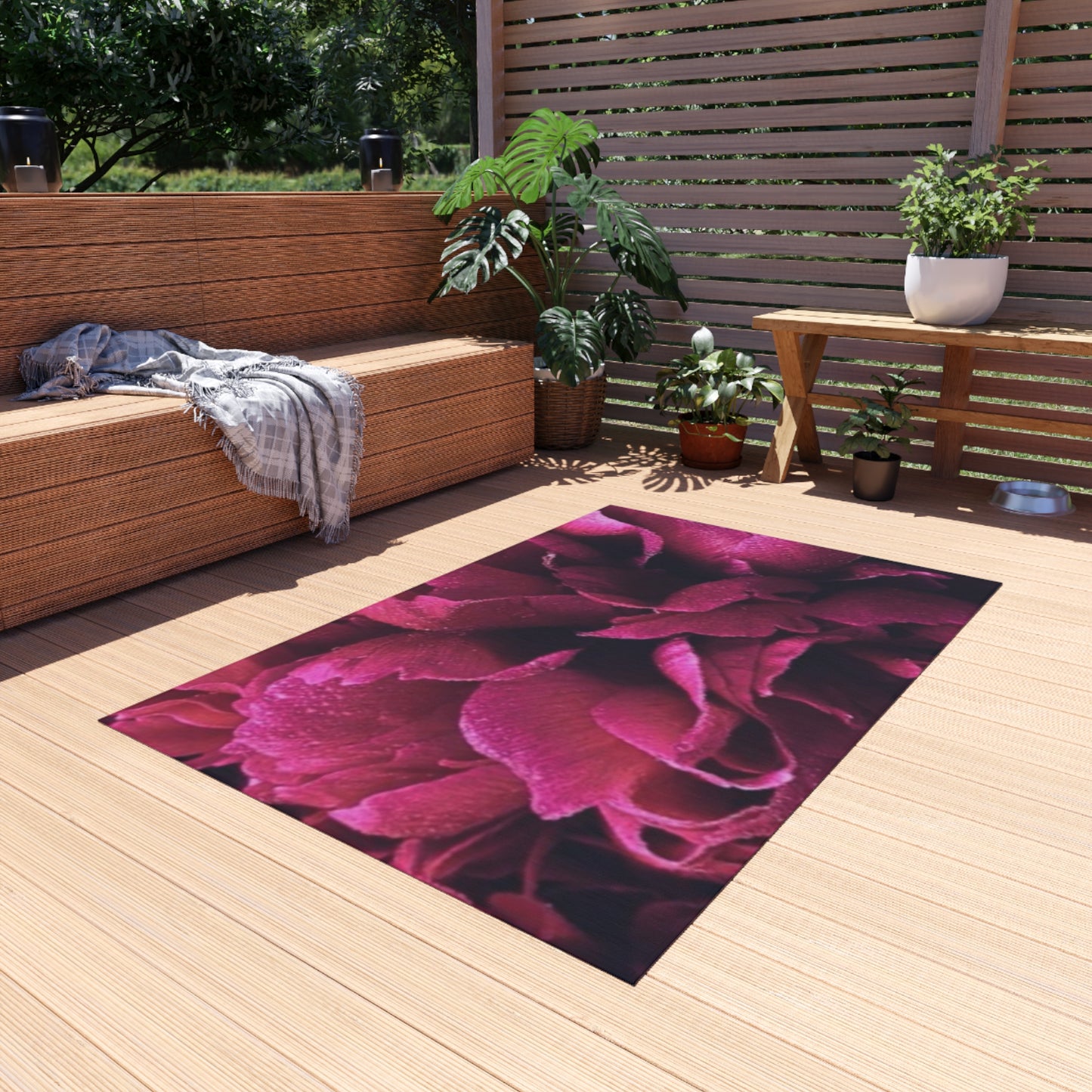 Magenta Floral Outdoor Rug