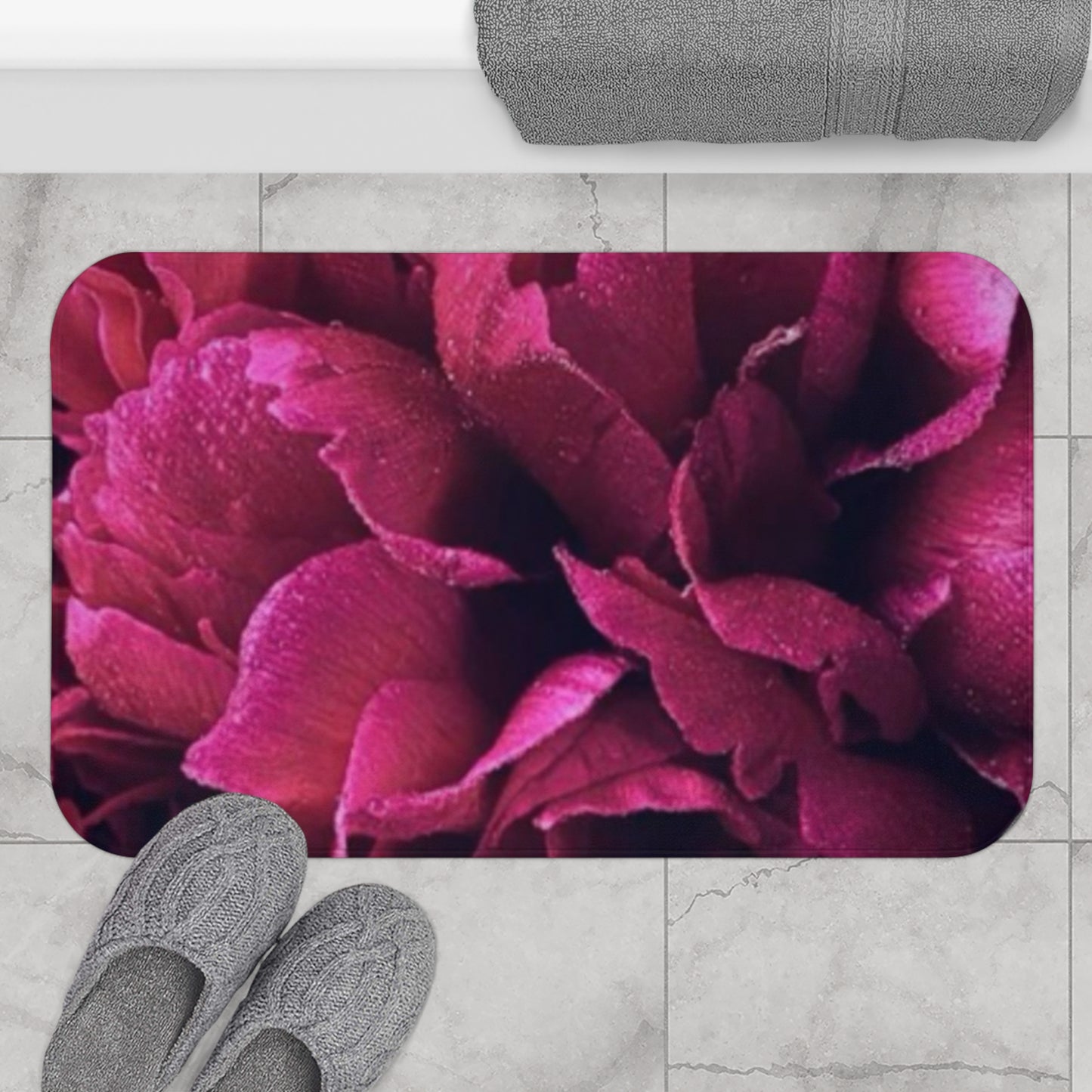 Magenta Floral Bath Mat