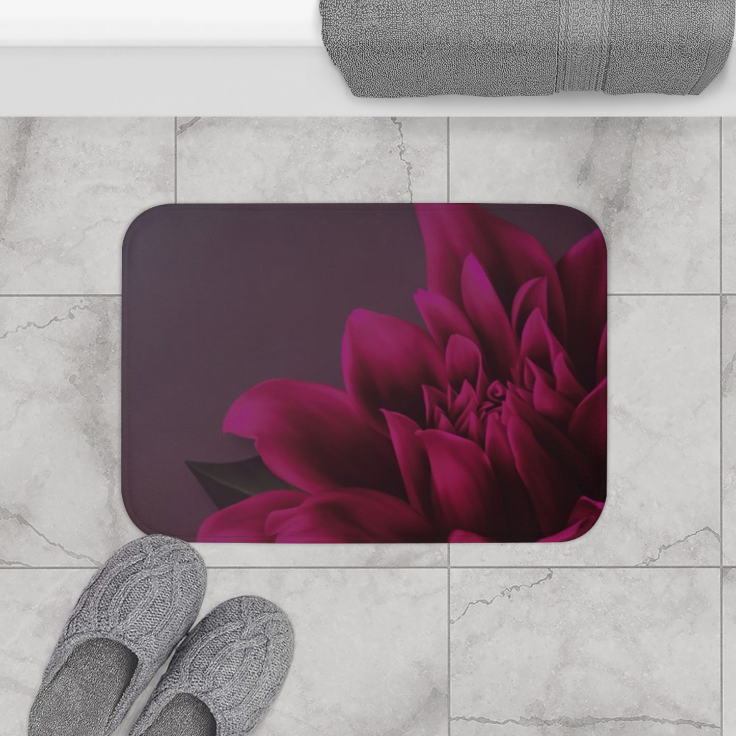 Magenta Dahlia Bath Mat