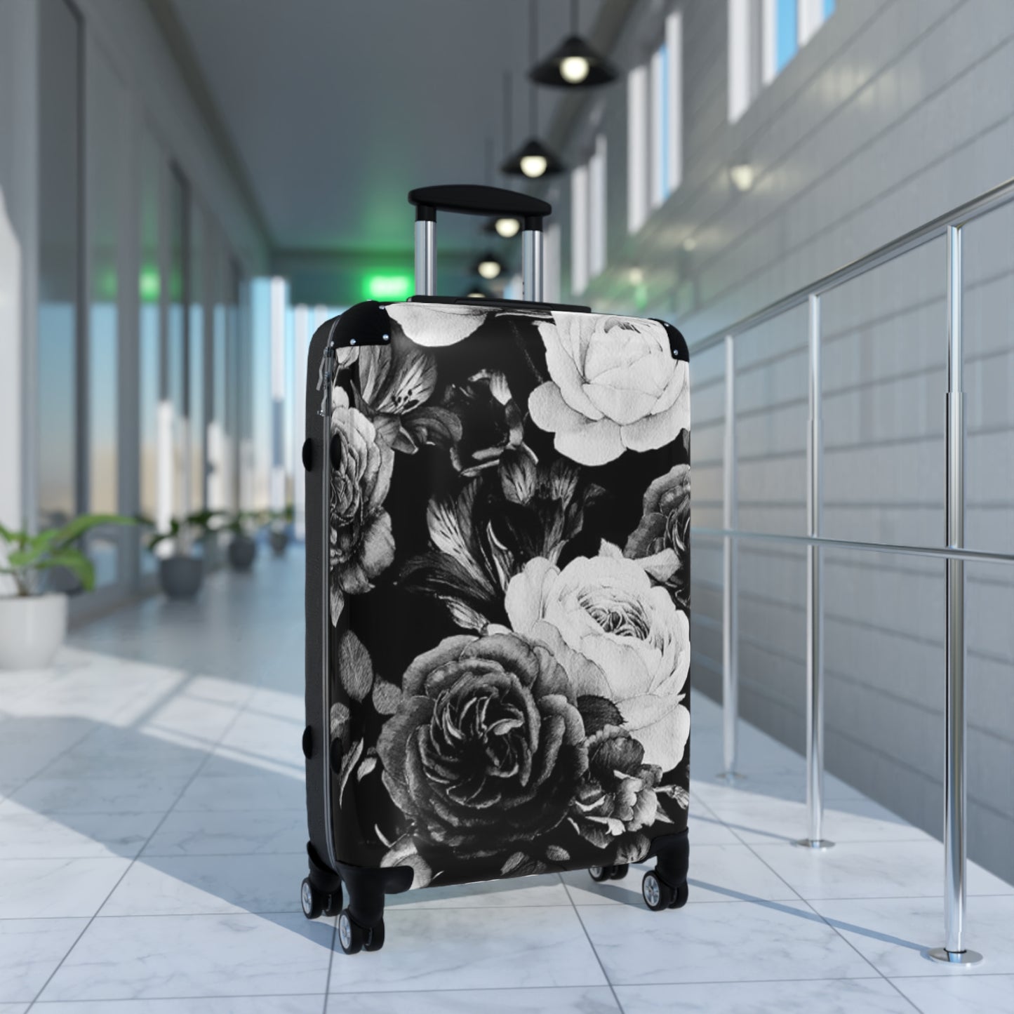 Black & White Floral Suitcase