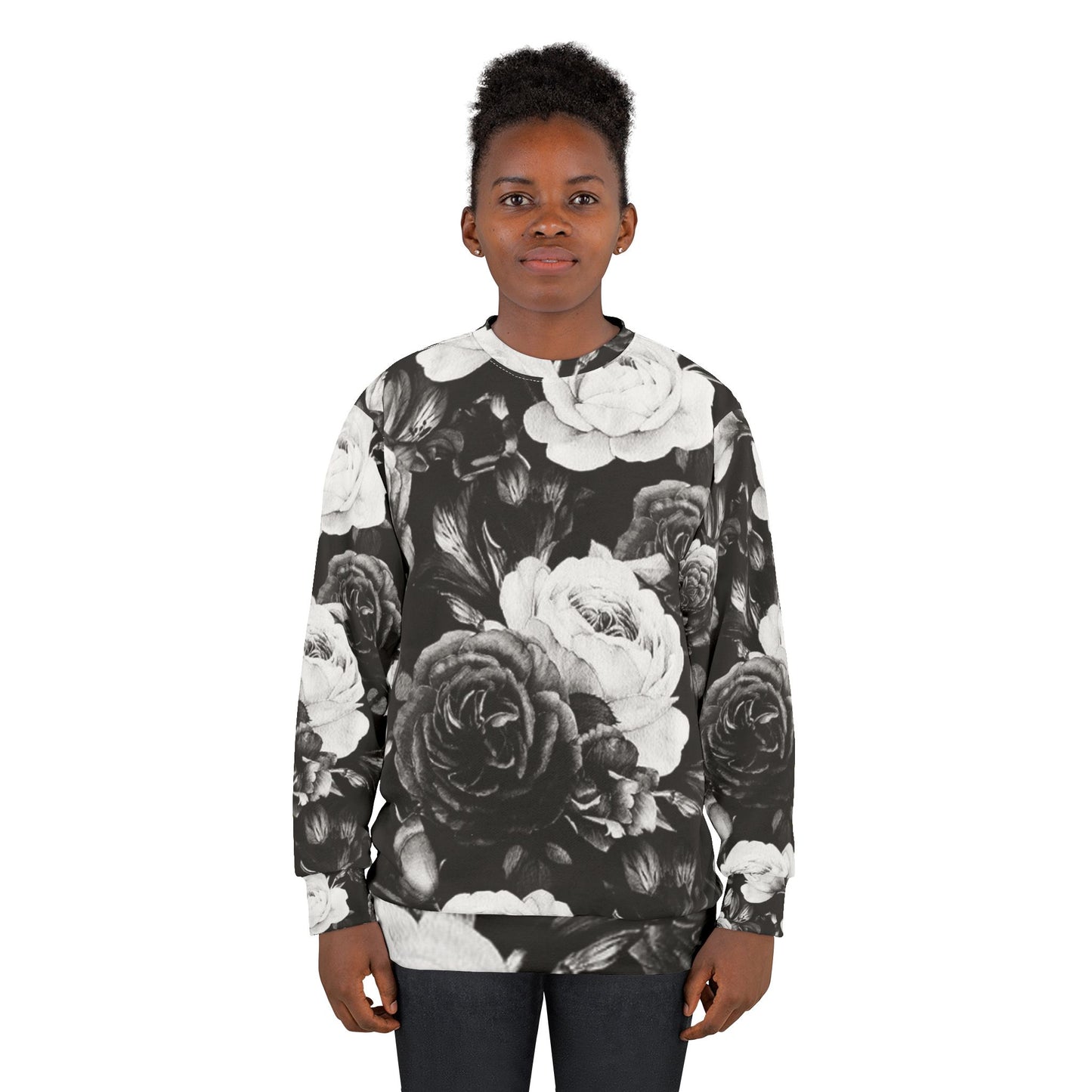 Black and White Floral Sweatshirt