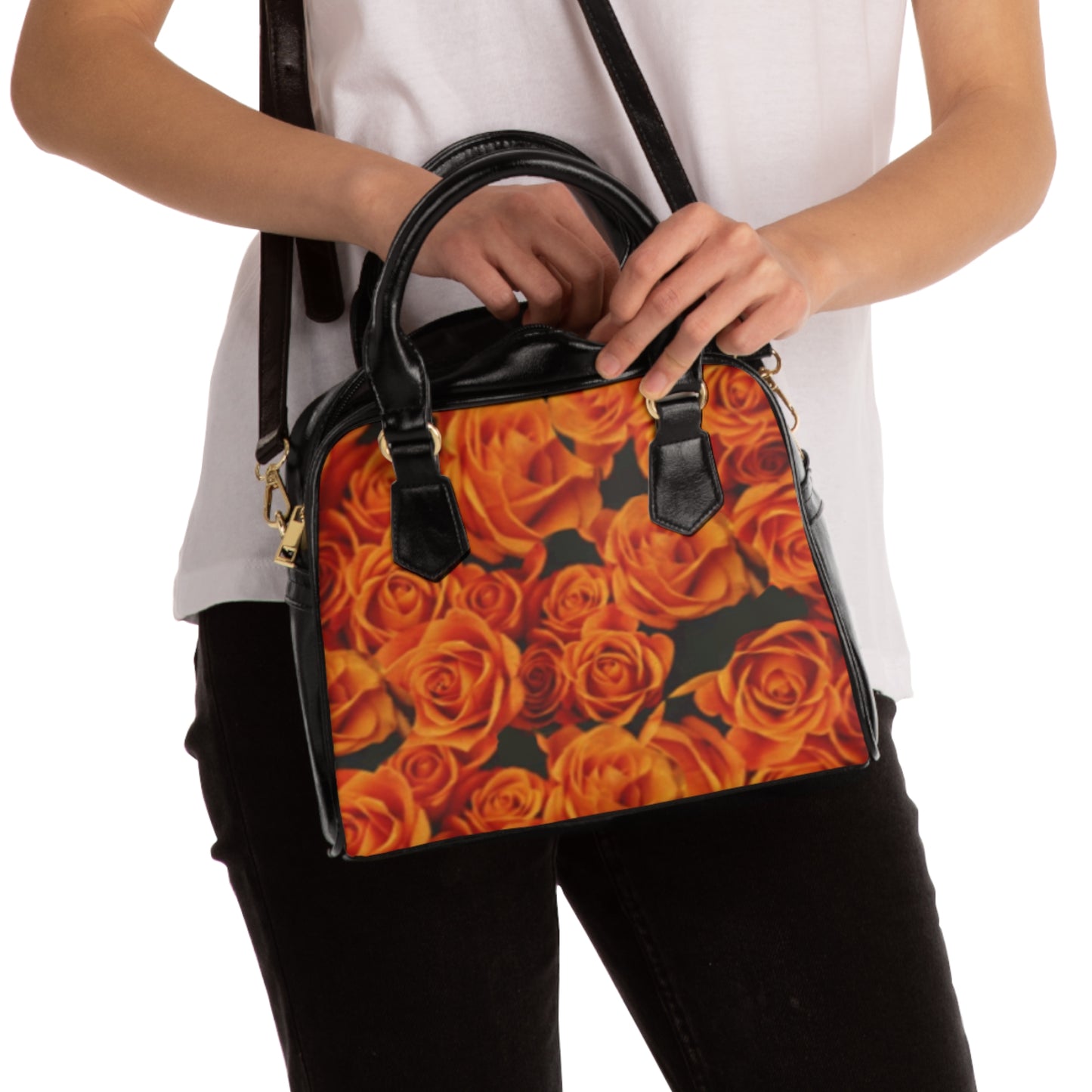 Orange Roses Shoulder Handbag