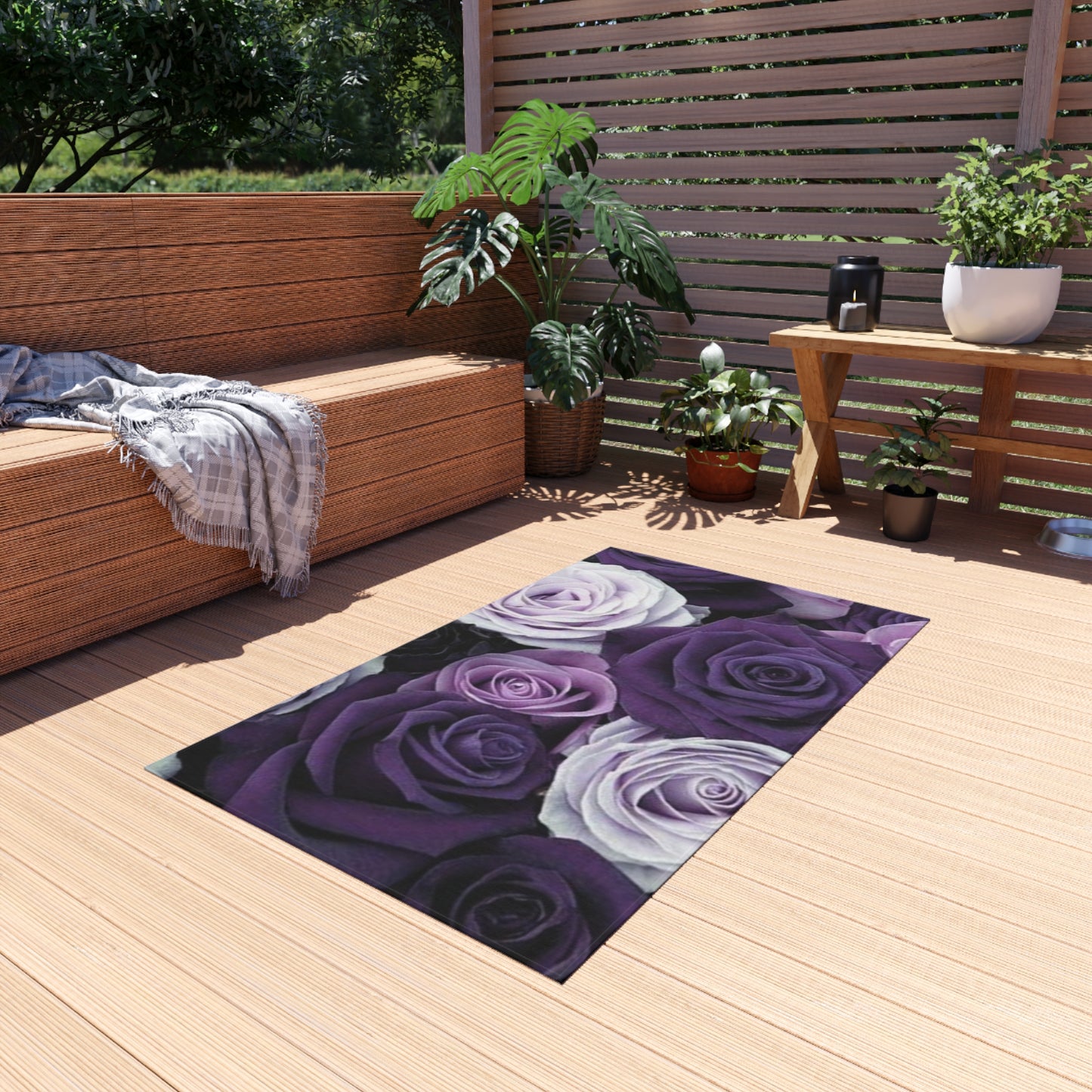 Purple Roses Outdoor Rug