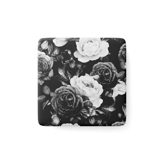 Black and White Floral Magnet