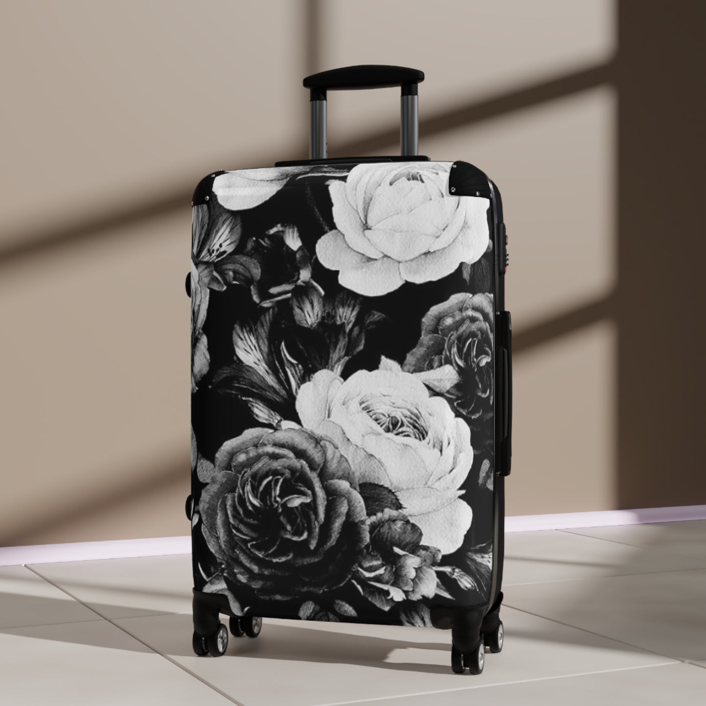 Black & White Floral Suitcase