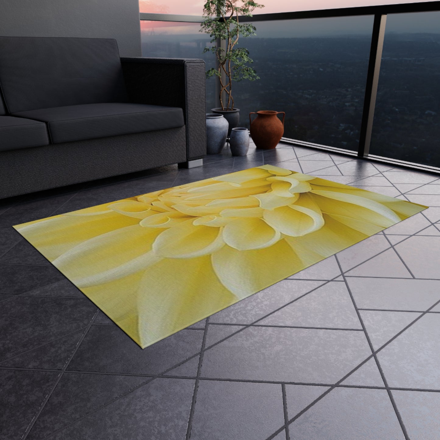 Yellow Dahlia Outdoor Rug