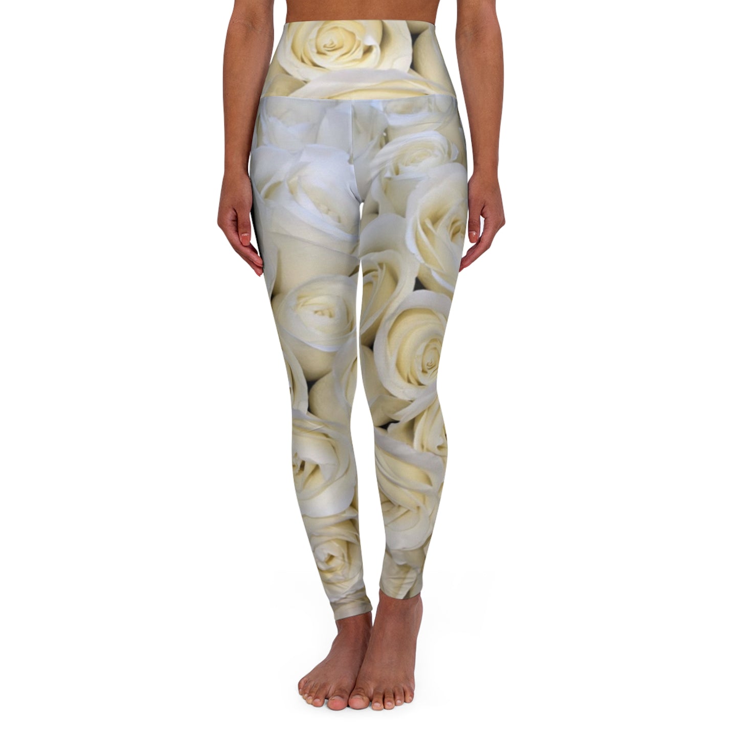 White Roses Exercise Leggings