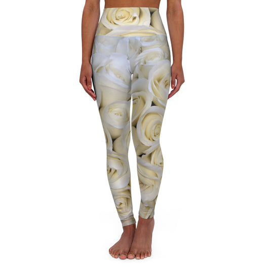 White Roses Exercise Leggings