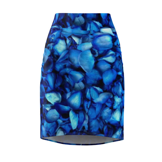 Blue Petals Pencil Skirt