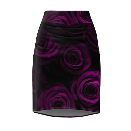 Dark Purple Roses Pencil Skirt