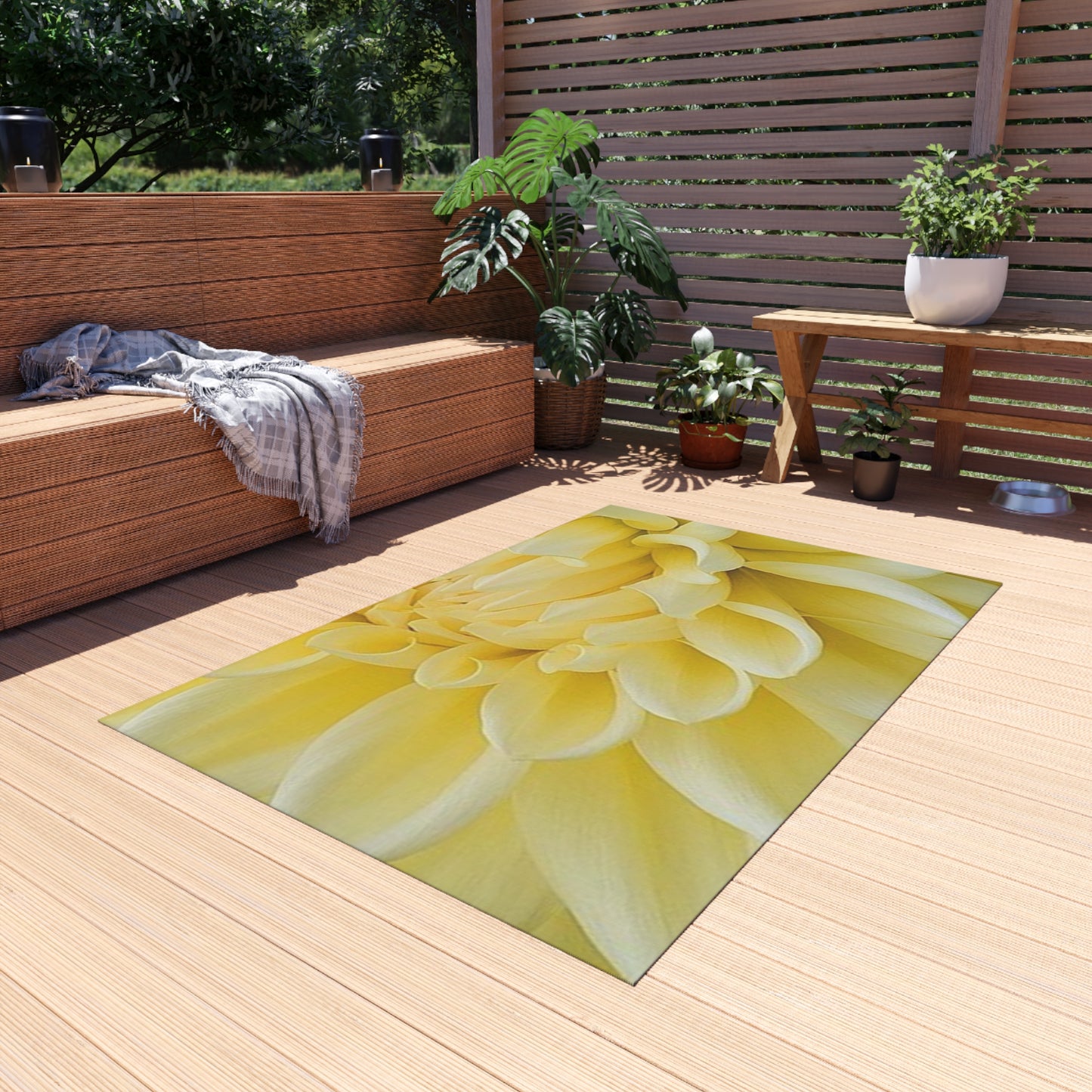 Yellow Dahlia Outdoor Rug