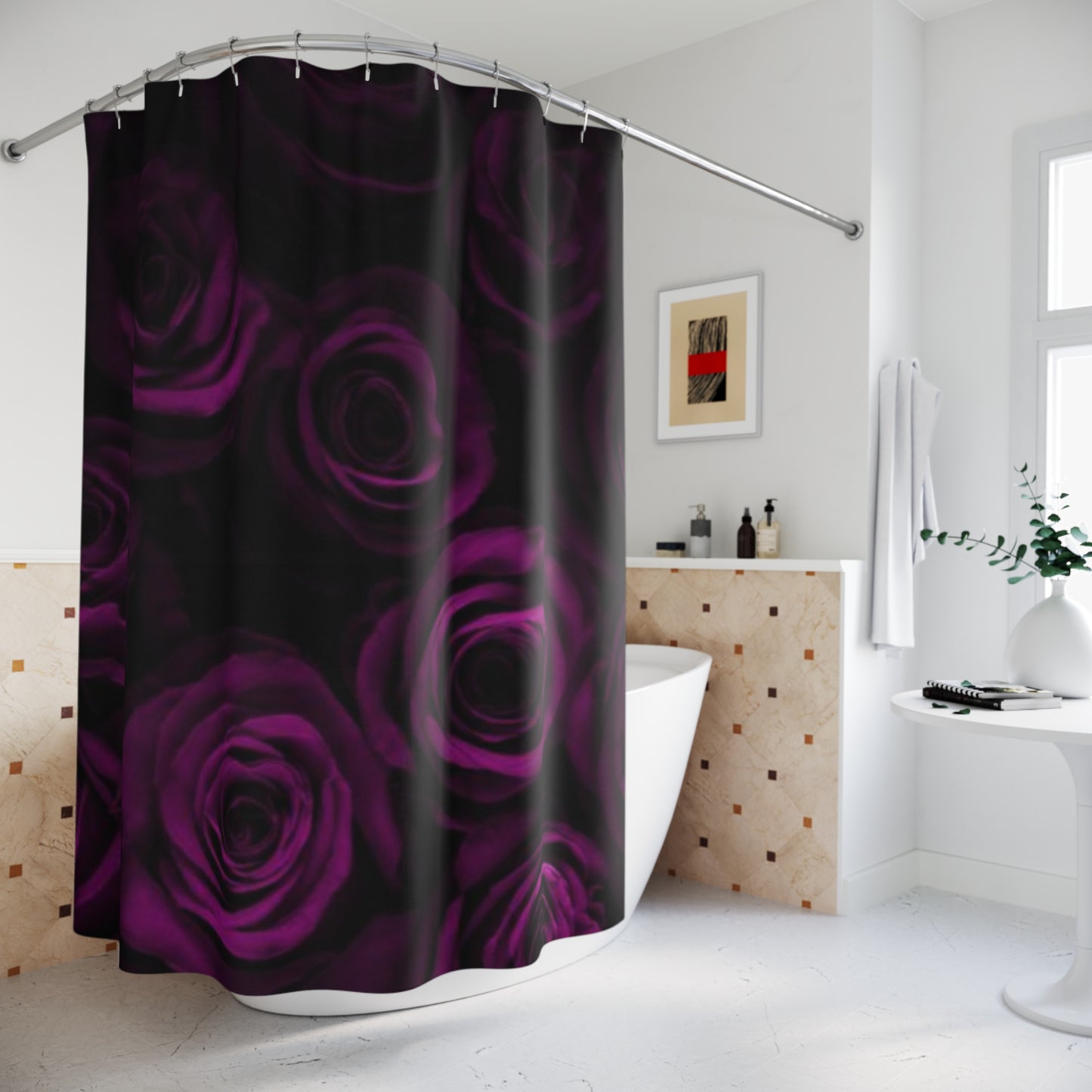 Dark Purple Roses Shower Curtain