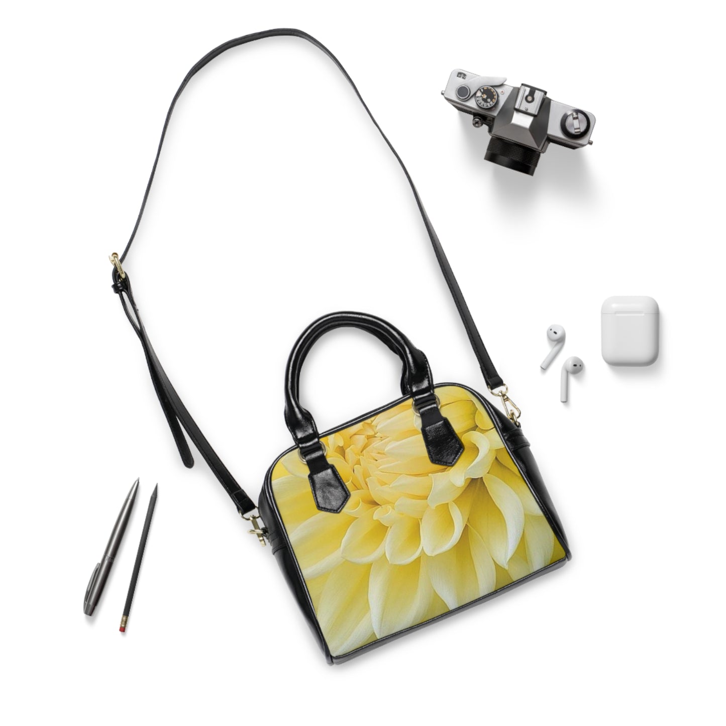 Yellow Dahlia Shoulder Handbag