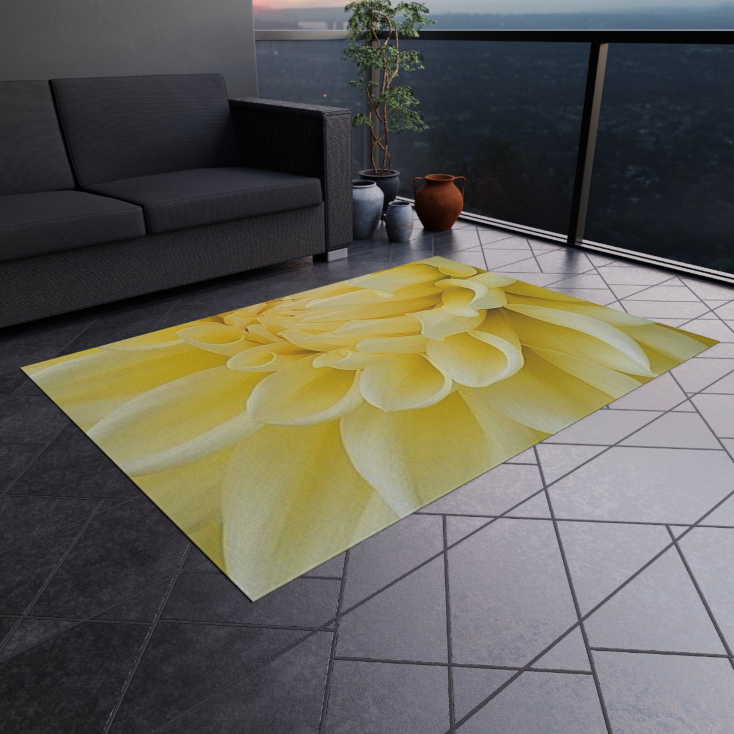 Yellow Dahlia Outdoor Rug