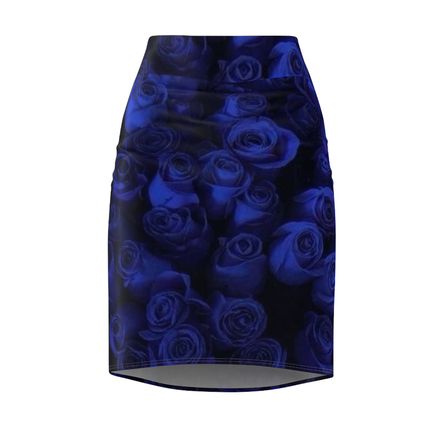 Dark Blue Roses Pencil Skirt