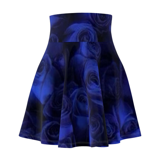 Dark Blue Roses Skater Skirt