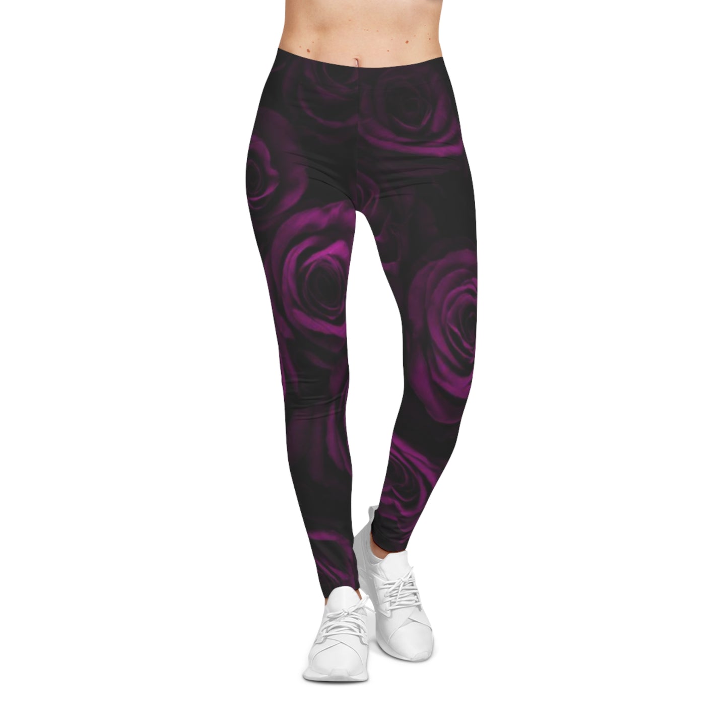 Dark Purple Roses Casual Leggings