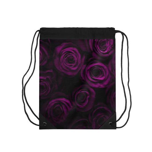 Dark Purple Roses Drawstring Bag