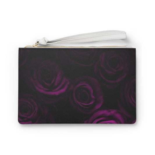 Dark Purple Roses Clutch Bag