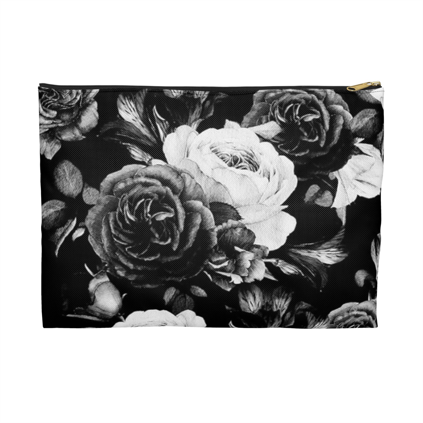 Black & White Floral Accessory Pouch – Elegant & Durable